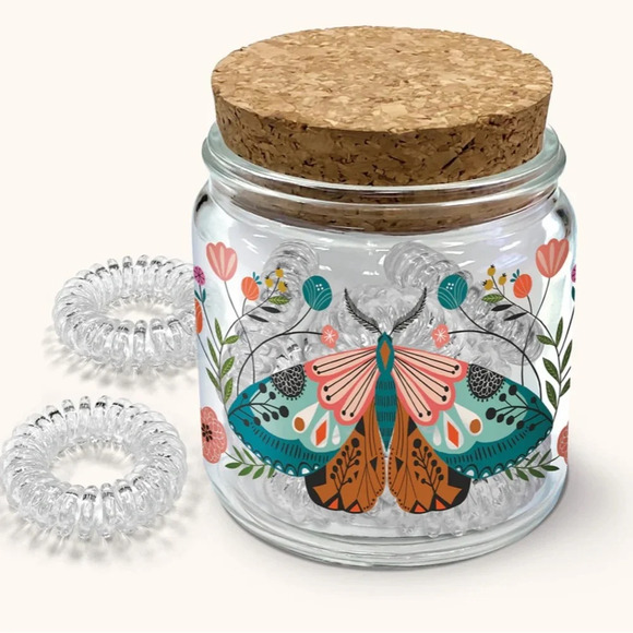 Studio Oh! Other - Floral moth decorative jar with spiral hair ties, Studio Oh!, gift, butterfly